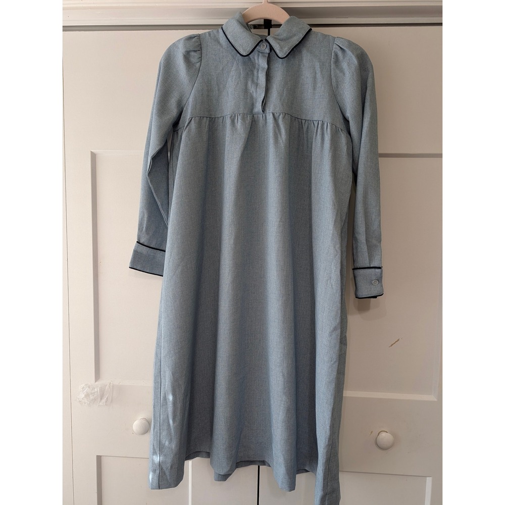 Nouvelle Light Blue High Waist Shirt Dress Peter Pan Collar Long Sleeve 14T NEW